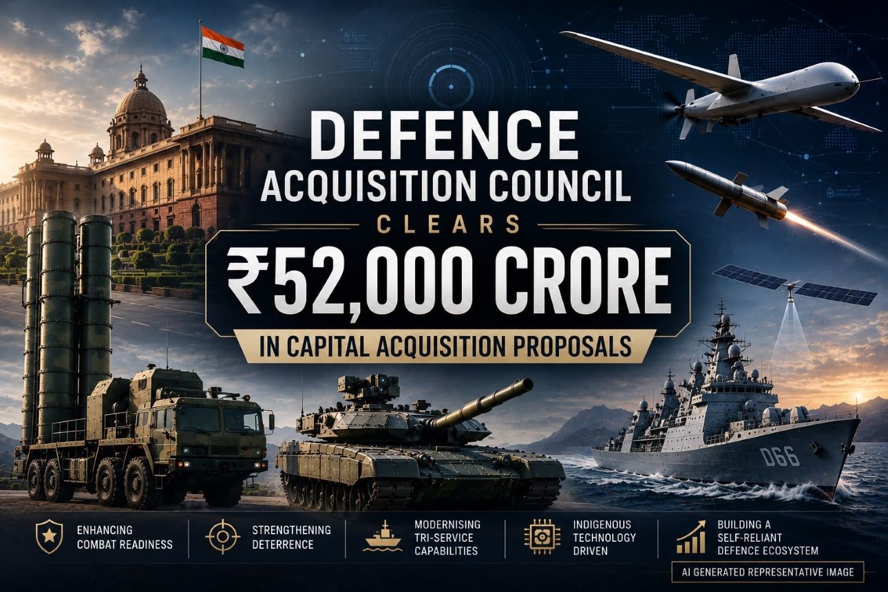Defence Acquisition Council granted Acceptance of Necessity for capital acquisition proposals worth approximately ₹52,000 crore